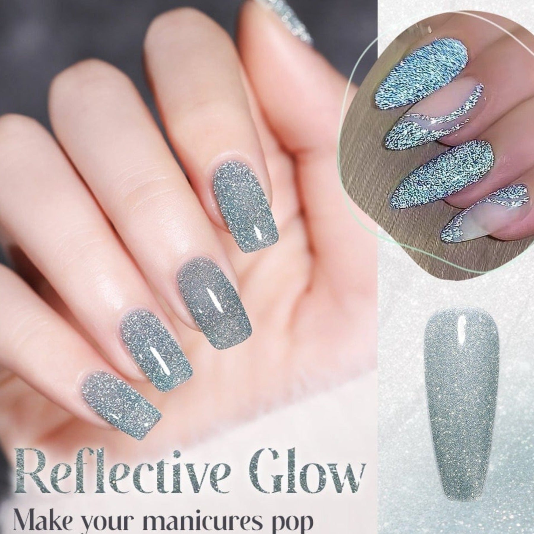 Oh Saucy Nail Polishes Sparkling Mint Oh Saucy Nail Polish Gel  Bright Glitter Sparkle - Super Reflective- Amazing Bling