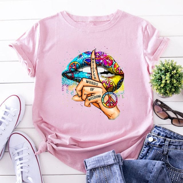 ZOGANKIN Summer Fashion Shirt Lips Leopard Graphic T Shirt Women Tops Base O-neckBlack Tees Kiss Leopard Lip Funny Girls Tshirt - OhSaucy