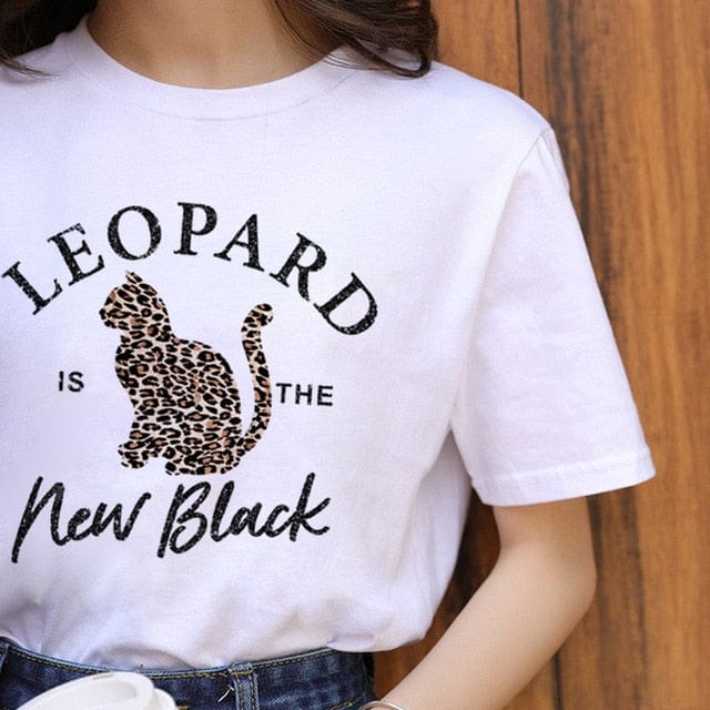 ZOGANKIN Summer Fashion Shirt Lips Leopard Graphic T Shirt Women Tops Base O-neckBlack Tees Kiss Leopard Lip Funny Girls Tshirt - OhSaucy