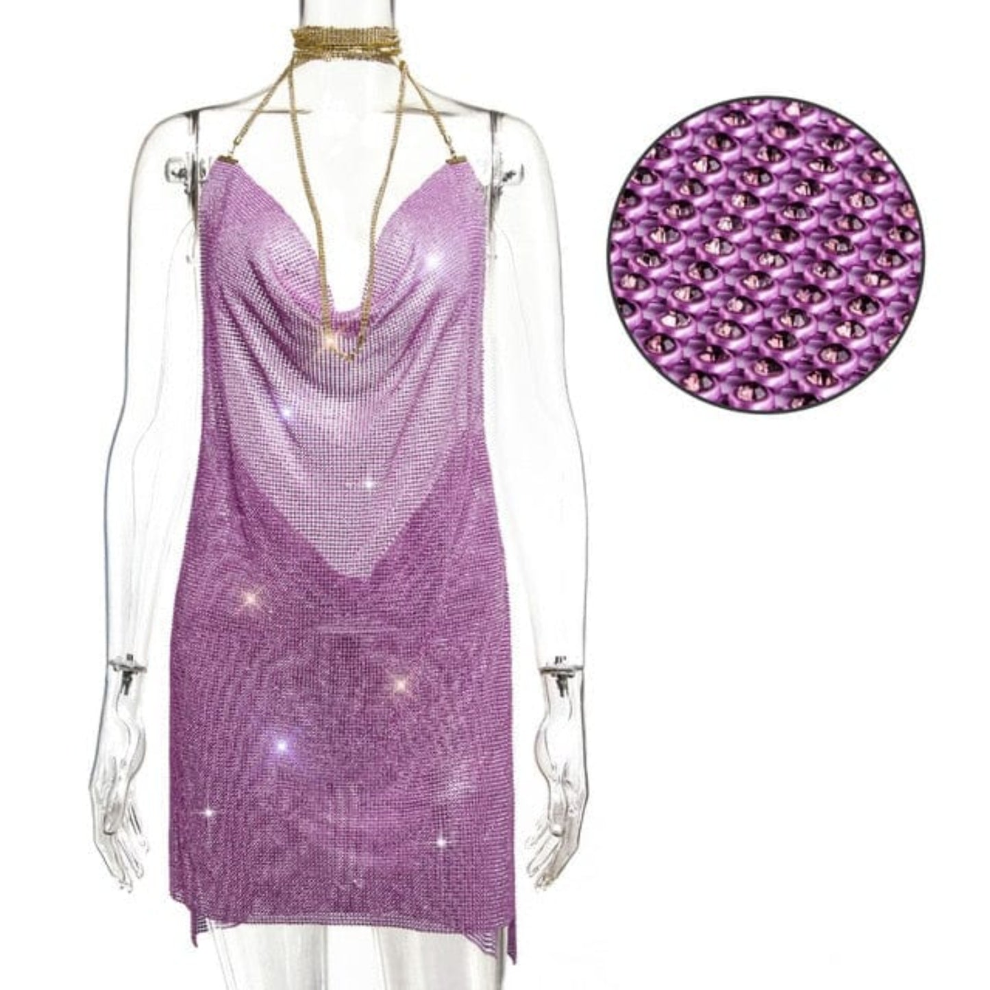 Oh Saucy Sexy See through Rhinestone | Metal Chainmail | Glitter Mini Dress | Backless Sequins Luxury Party Dress