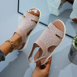 Oh Saucy Shoes Pink / 37 Summer Women Sandals Sexy Shoes Crystal Flats Buckle Strap