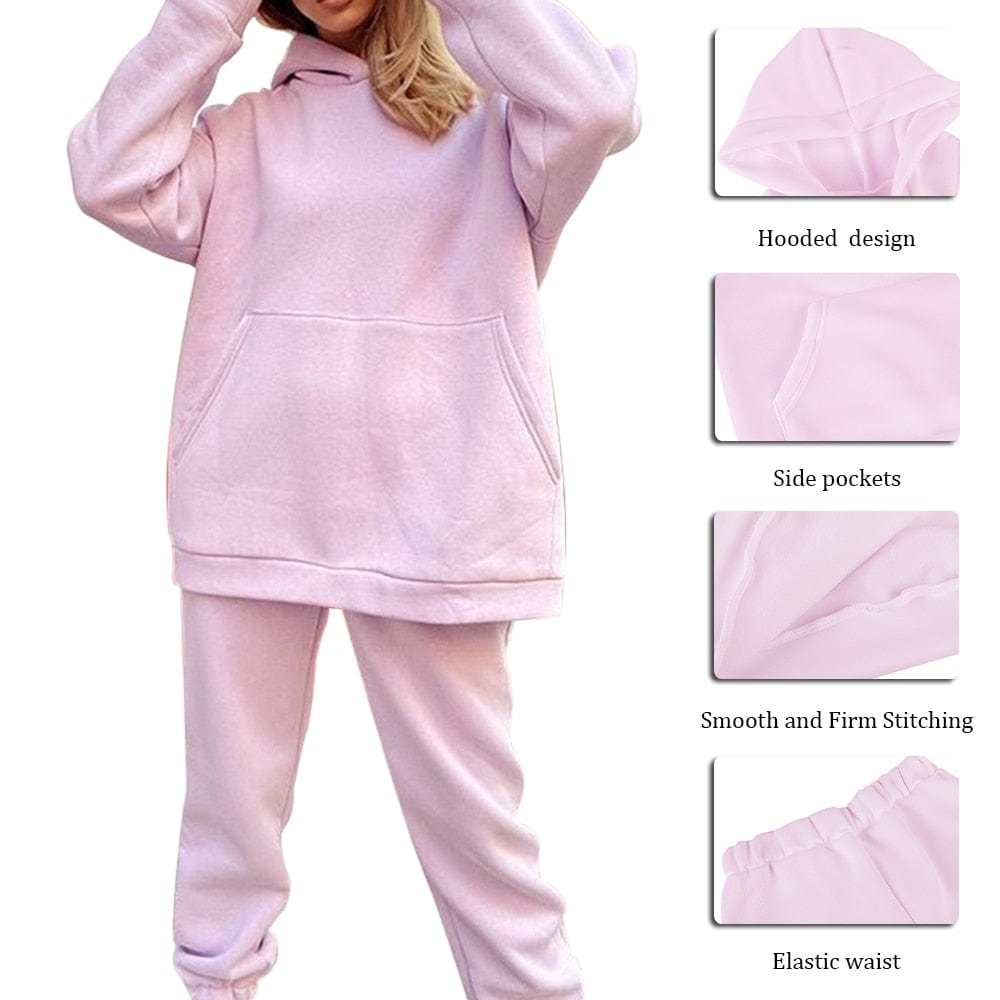 OhSaucy Two Piece Hooded Oversized Fleece Tracksuit