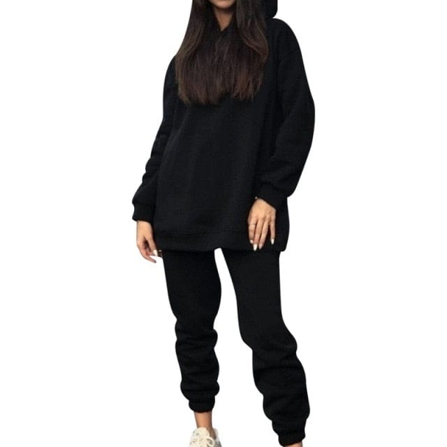 OhSaucy Two Piece Hooded Oversized Fleece Tracksuit