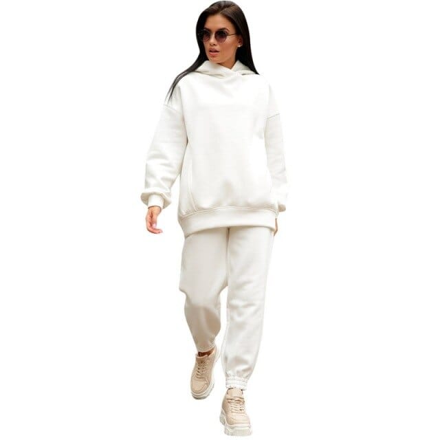 OhSaucy Two Piece Hooded Oversized Fleece Tracksuit