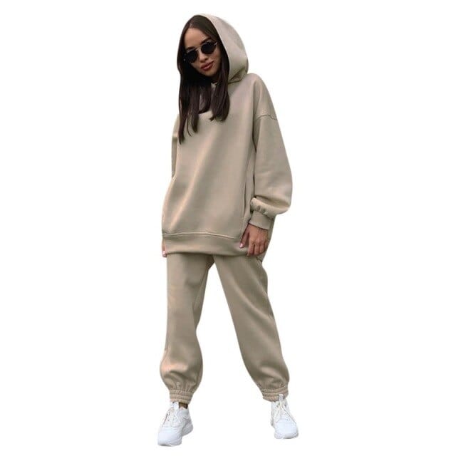 OhSaucy Two Piece Hooded Oversized Fleece Tracksuit
