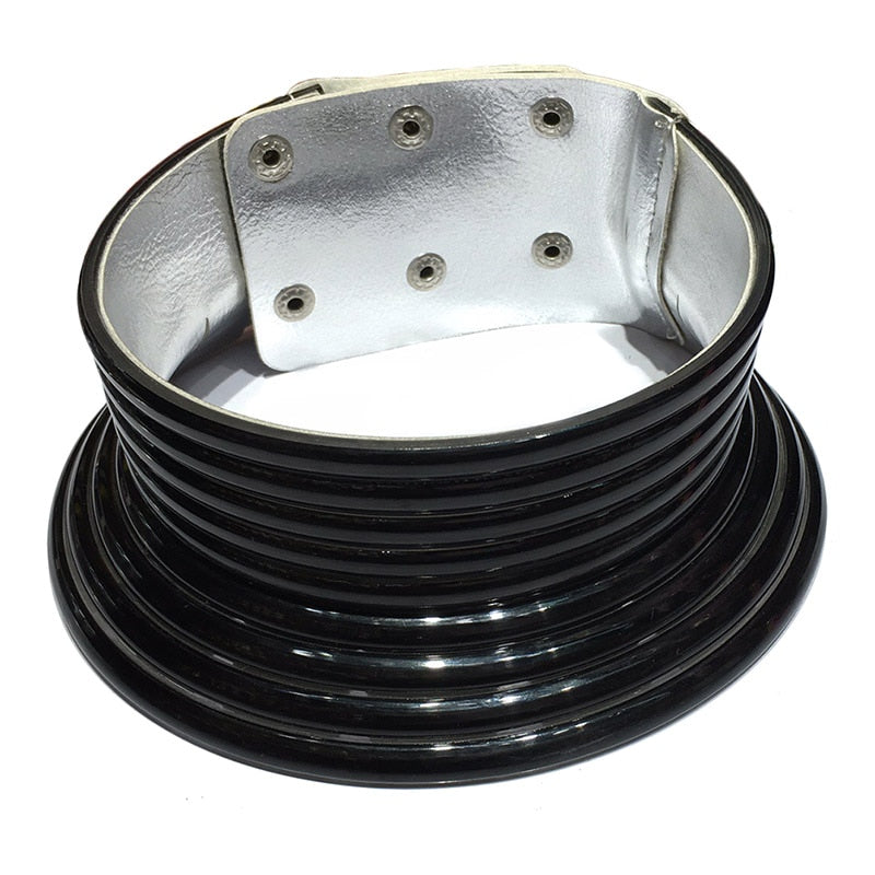 OHS cosplay Black Color Necklace Vintage Statement Choker Necklace Leather African Jewellery Adjustable to fit big neck
