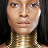 OHS cosplay Vintage Statement Choker Necklace Leather African Jewellery Adjustable to fit big neck