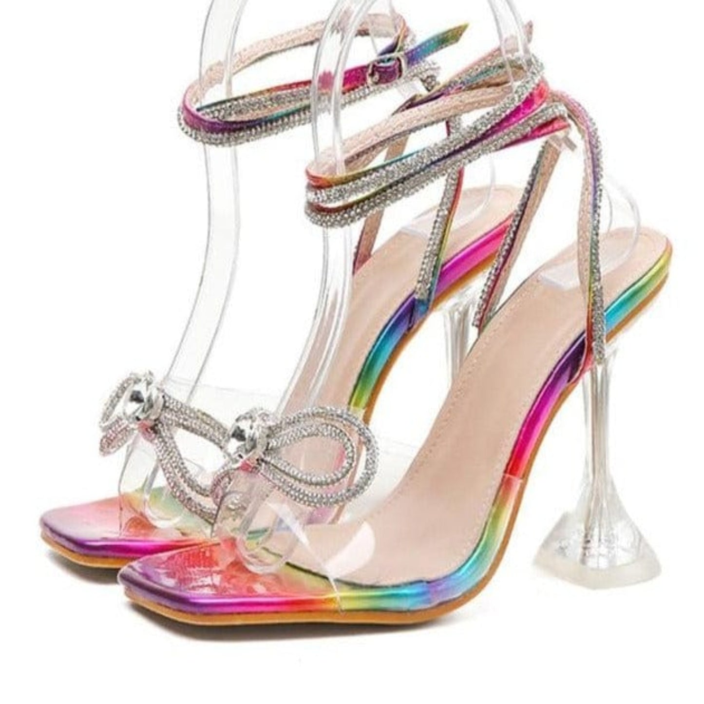Oh Saucy Color / 38 Women Clear High Heels Gladiator Shoes Sexy White - Black - Pin