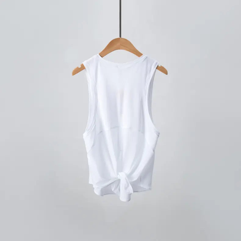 Oh Saucy Activewear White / 4-XS "All Tied Up" Yoga Tank Tops