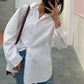 Fibobus DropShipping Autumn Long Sleeve Cotton White Blouse Fashion Women Casual Loose Shirt Blouse Office Lady Button Shirt Top Clothes Blusas 11456