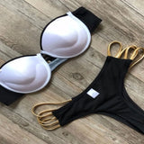 Oh Saucy Black Bandage Swimsuit 2023 Sexy Brazilian Bikini Push Up Swimwear Women Micro Bikinis Plus Size Beachwear Shiny Gold Beachwear