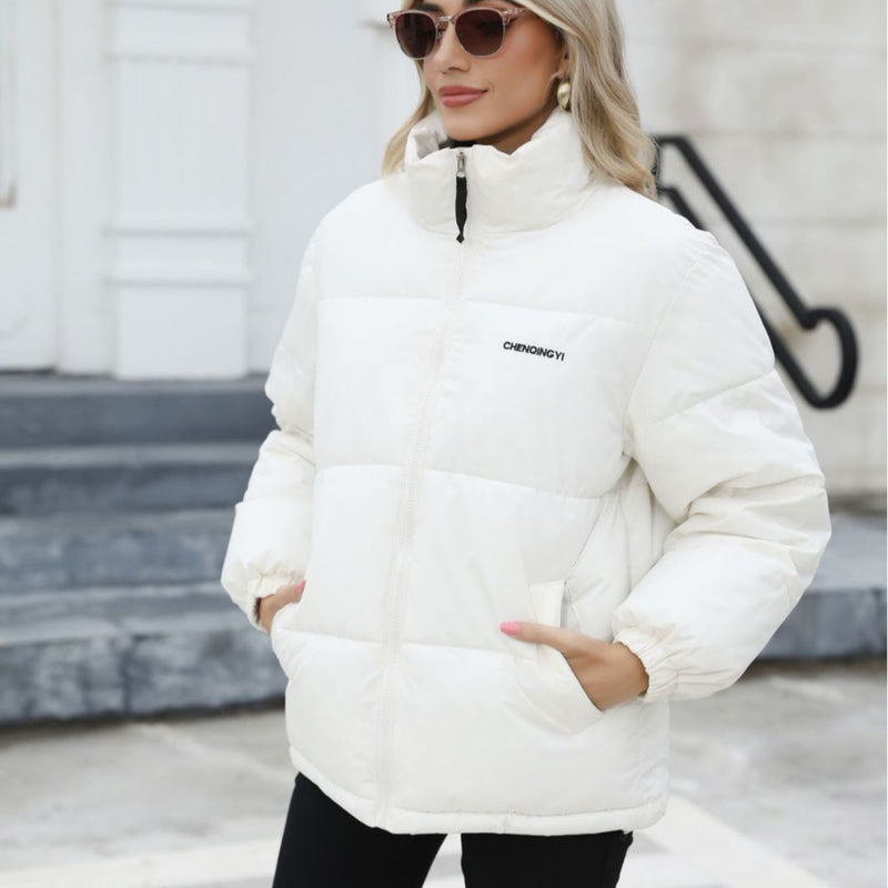 OhSaucy Apparel & Accessories White / L Casual Warm Winter Coat Windproof Cotton Down