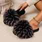 OHS sliders Furry Women Sandals Slippers Sliders Wide Fitting