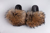 OHS sliders Furry Women Sandals Slippers Sliders Wide Fitting