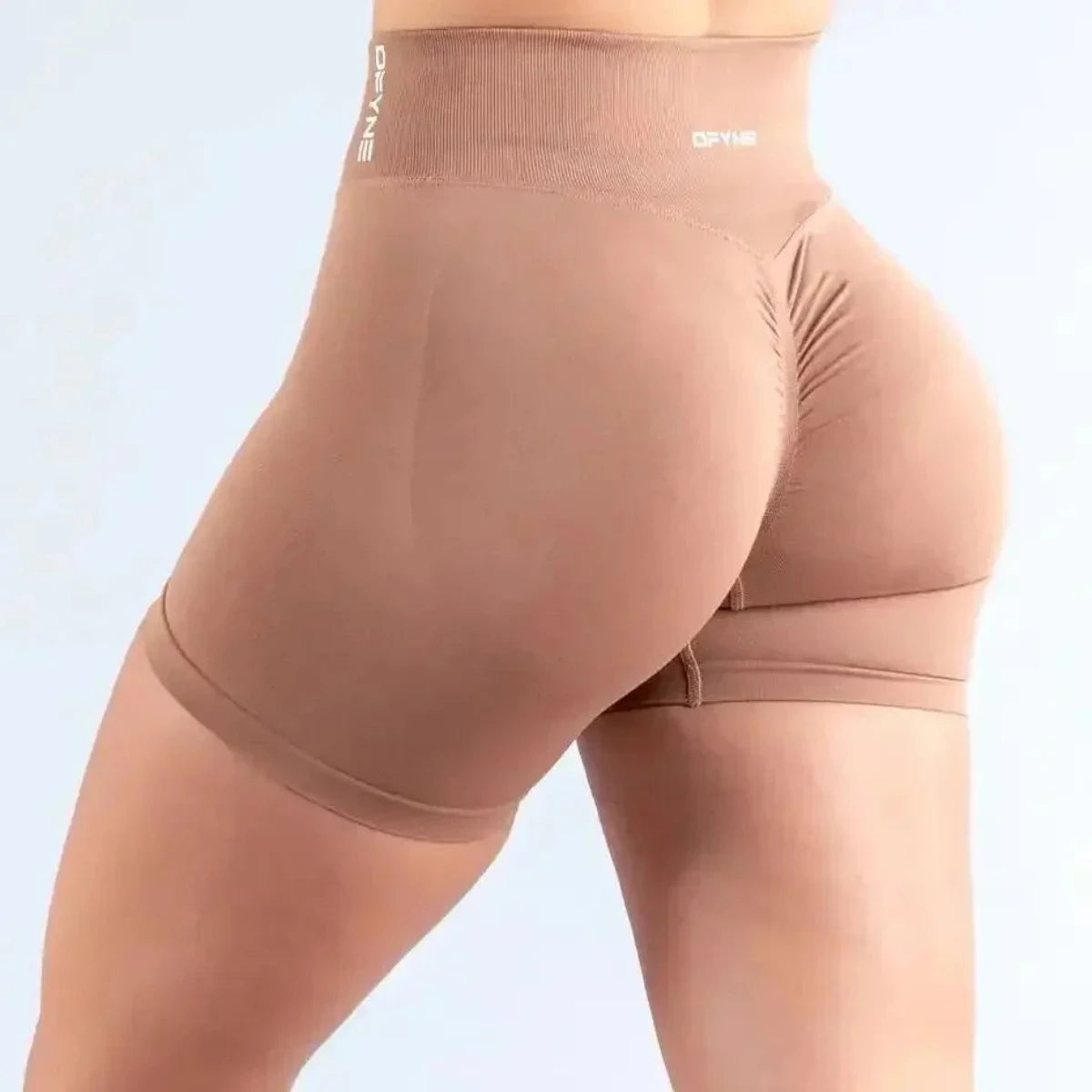 Oh Saucy TAWNY BROWN / S WAIST 54CM Impact Dynamic Shorts Scrunch Bum Seamless Comfy Compress Gymwear