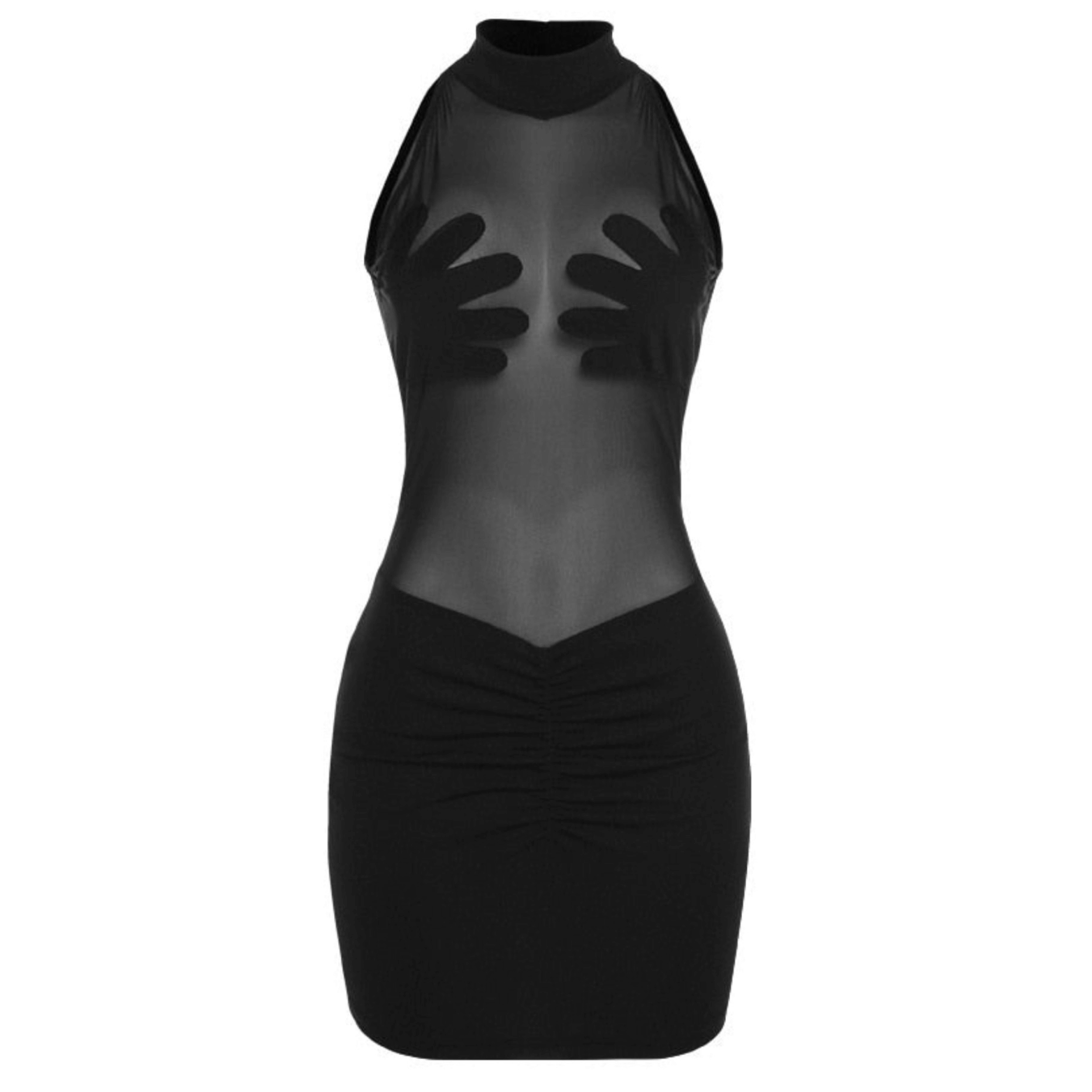 Oh Saucy Dresses Black / S Oh Saucy Elegant O-Neck Hands Grab Dress