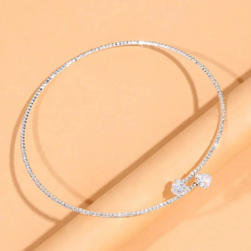 OHS jewelery Rhinestone Heart Collar Choker  Jewelry Accessories