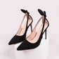 Fibobus heels black 10cm / 35 Sexy Slim High Heels Butterfly-knot