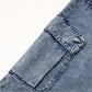 Split Denim Skirts For Women High Waist Patchwork Pocket Temperament Solid Skirt Female 