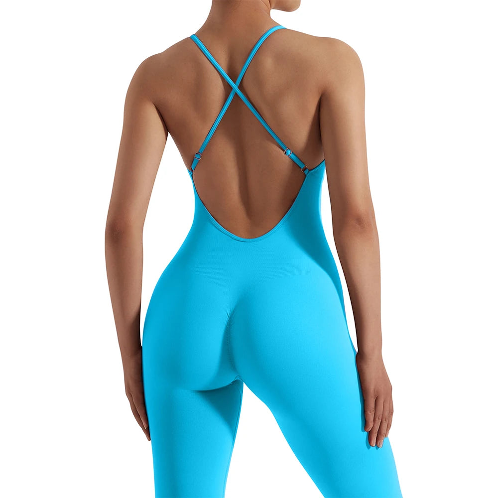 Oh Saucy Summer Sports Street 2 Gym Jumpsuit Sleeveless And Backless