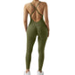 Oh Saucy Army Green / L Summer Sports Street 2 Gym Jumpsuit Sleeveless And Backless