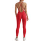 Oh Saucy Bright Red / S Summer Sports Street 2 Gym Jumpsuit Sleeveless And Backless