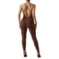 Oh Saucy Dark Brown / L Summer Sports Street 2 Gym Jumpsuit Sleeveless And Backless