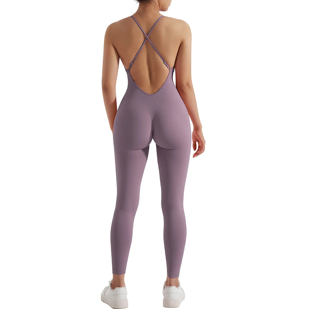 Oh Saucy Light Mauve / S Summer Sports Street 2 Gym Jumpsuit Sleeveless And Backless