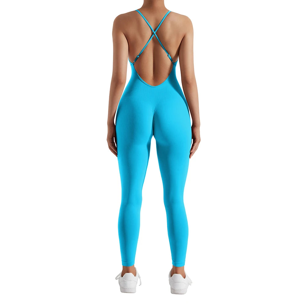 Oh Saucy Vibrant Blue / S Summer Sports Street 2 Gym Jumpsuit Sleeveless And Backless