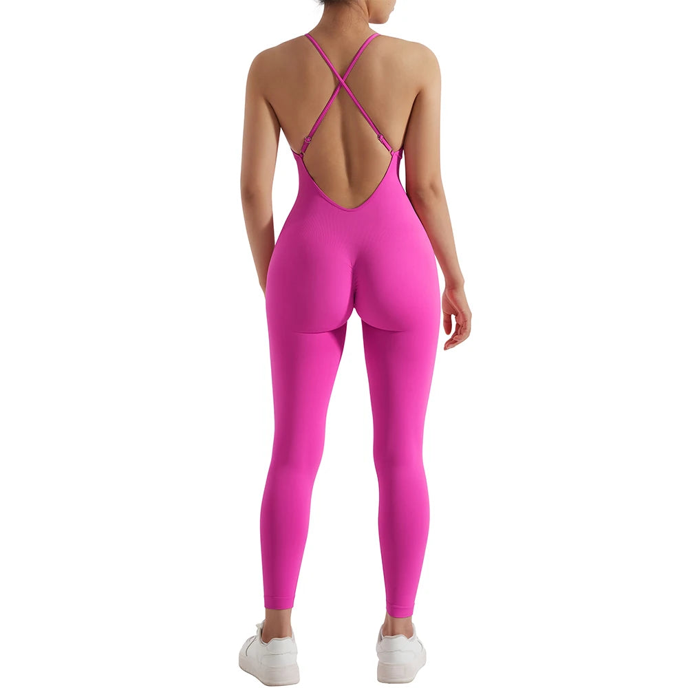 Oh Saucy Vibrant Pink / S Summer Sports Street 2 Gym Jumpsuit Sleeveless And Backless