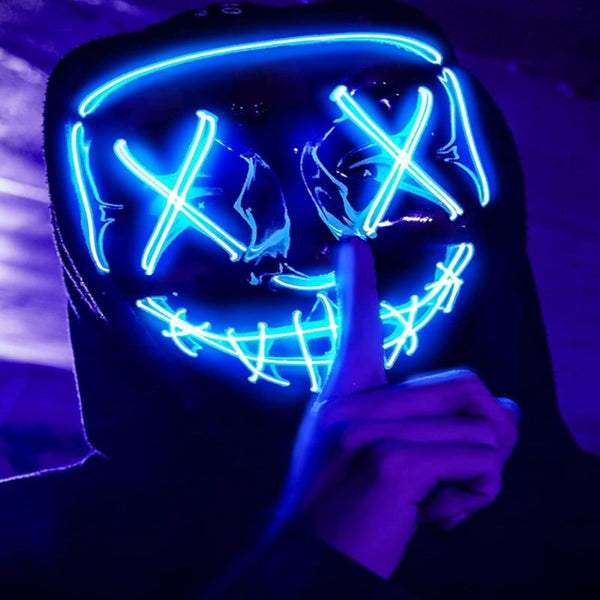 OhSaucy Party Supplies The Purge LED Neon Glow In The Dark Mask