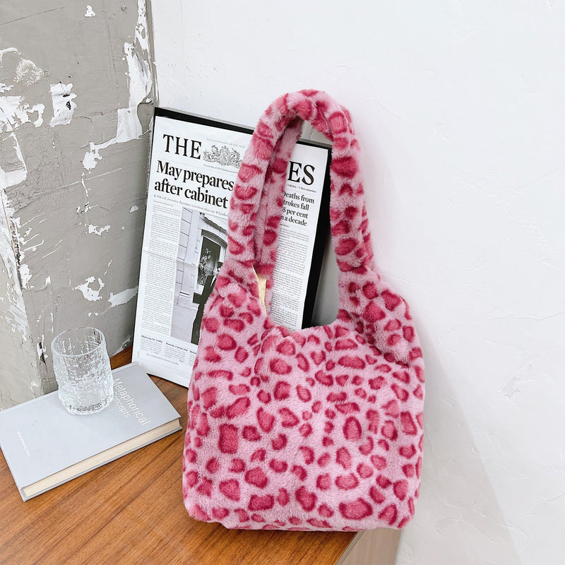 Oh Saucy Pink leopard print Trendy Niche Handbags Women's Single Shoulder