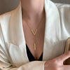 Oh Saucy Gold Color V-shaped Long Sexy Clavicle Gold Chain Necklace Choker