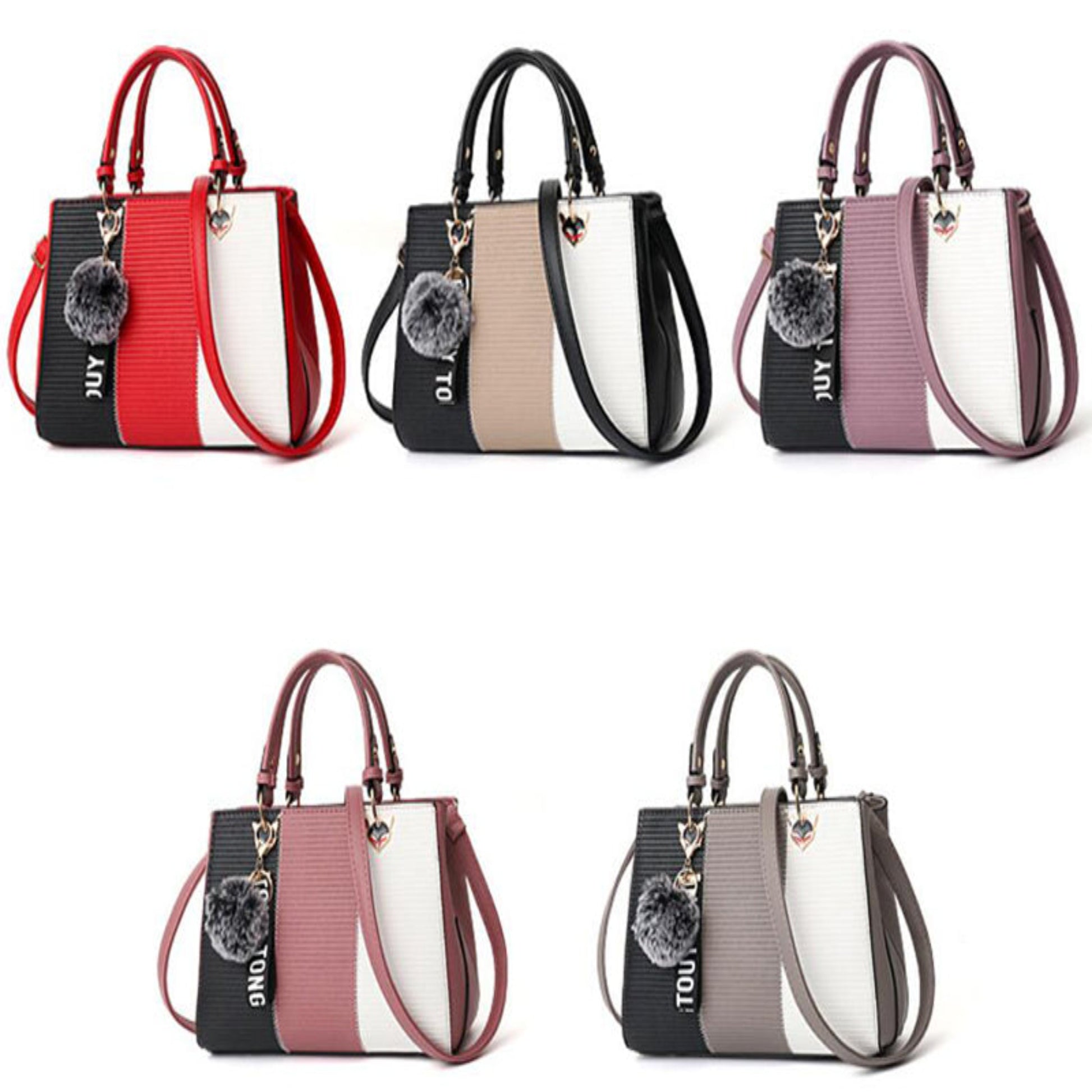 Oh Saucy Women Hairball Ornaments Totes Patchwork Handbag Party Purse Ladies Messenger Crossbody Shoulder Bags Women Handbags