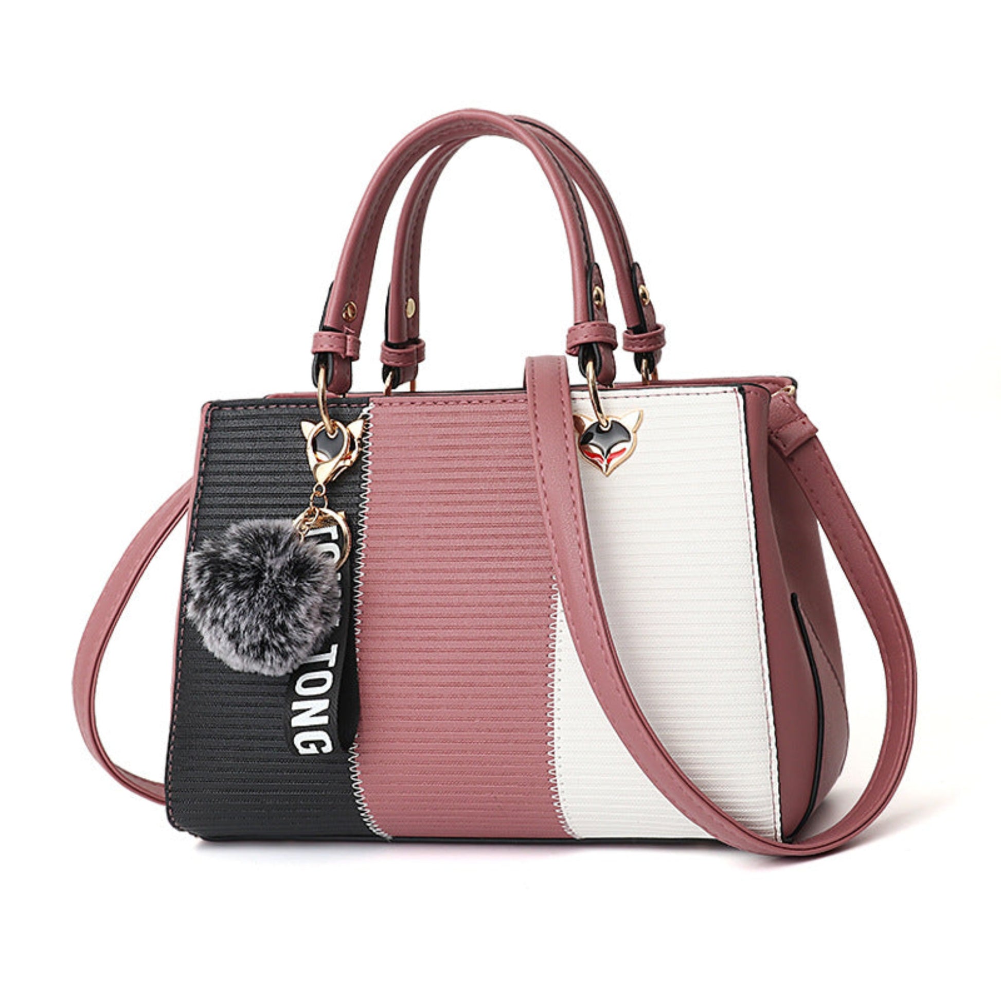 Oh Saucy Pink Women Hairball Ornaments Totes Patchwork Handbag Party Purse Ladies Messenger Crossbody Shoulder Bags Women Handbags