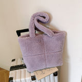 OhSaucy Bags Purple Women's Designer Luxury Plush Bag Winter Fashion Cute Tote Handbags Large Capacity Portable Single Shoulder Furry Bags