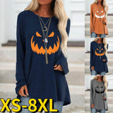 OHS Tshirt 2022 New Autumn Women&#39;s Pumpkin Halloween Weekend Painting T Shirt Long Sleeve Winter Female Round Neck Tops Pullover Tee Shirt