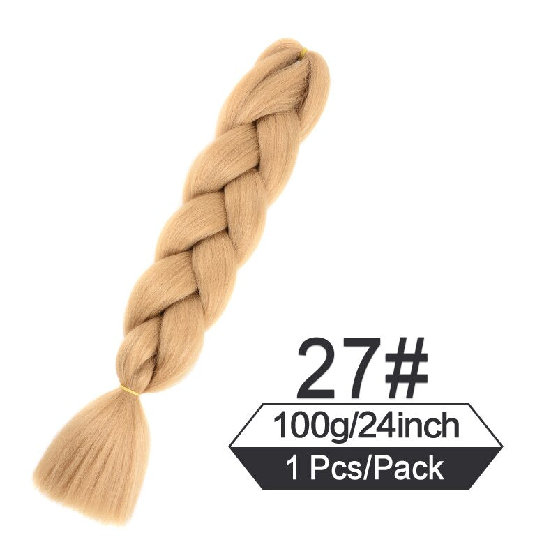 OHS hair #27 / China / 24inches|1Pcs/Lot 24 Inch Jumbo Braiding Hair Braids Extensions Box Twist Pre Stretched Synthetic Hair Crochet Braid