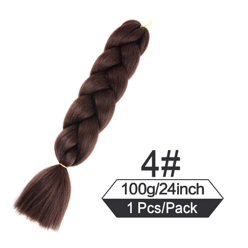 OHS hair #4 / China / 24inches|1Pcs/Lot 24 Inch Jumbo Braiding Hair Braids Extensions Box Twist Pre Stretched Synthetic Hair Crochet Braid