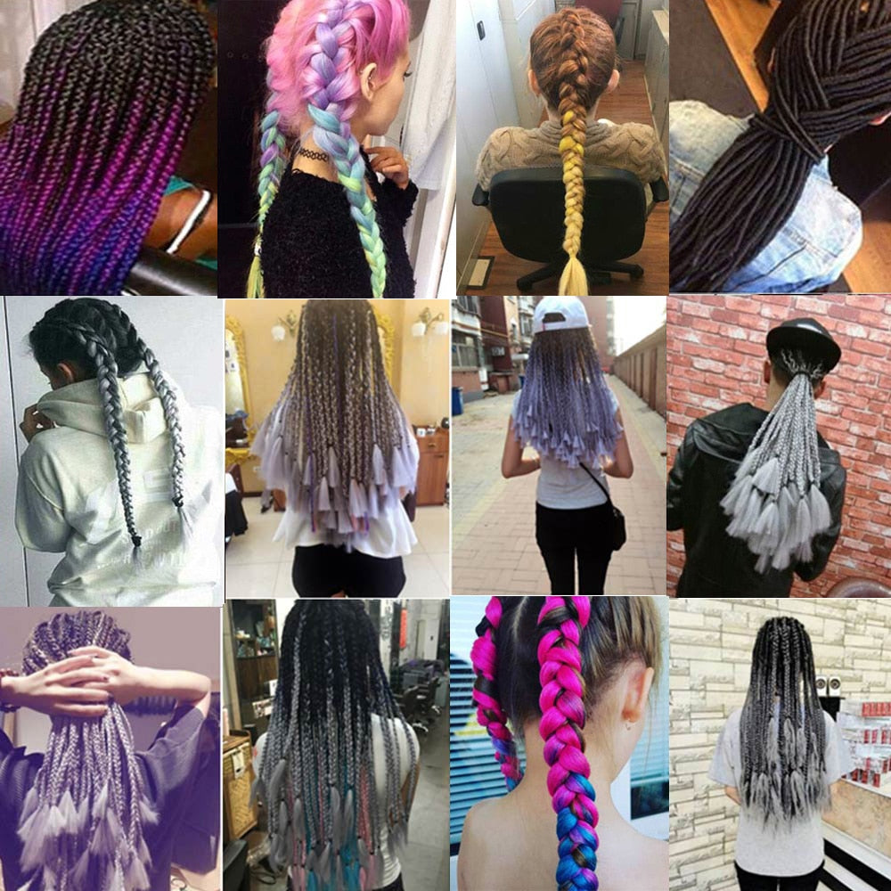 OHS hair 24 Inch Jumbo Braiding Hair Braids Extensions Box Twist Pre Stretched Synthetic Hair Crochet Braid