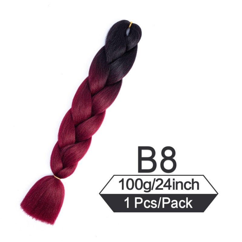 Oh Saucy Ombre / China / 24inches|1Pcs/Lot 24 Inch Jumbo Braiding Hair Braids Extensions Box Twist Pre Stretched Synthetic Hair Crochet Braid