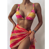 Sexy 3 Piece Bikini Set With Cover Up Beach Dress Tie Dye Push Up  Biquini Brazilian Swimwear Women Thong Bikinis 2021 Mujer - OhSaucy