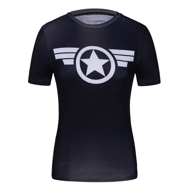 T shirt Women  3D Superhero Quick Dry Compression Shirt Ladies Stretch Sports T-shirt - OhSaucy