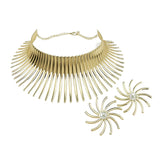 OHS jewelery 4620 1857Gold Pearl Africa Necklaces Jewellery  Exaggerated Torque Choker And  Earrings Set
