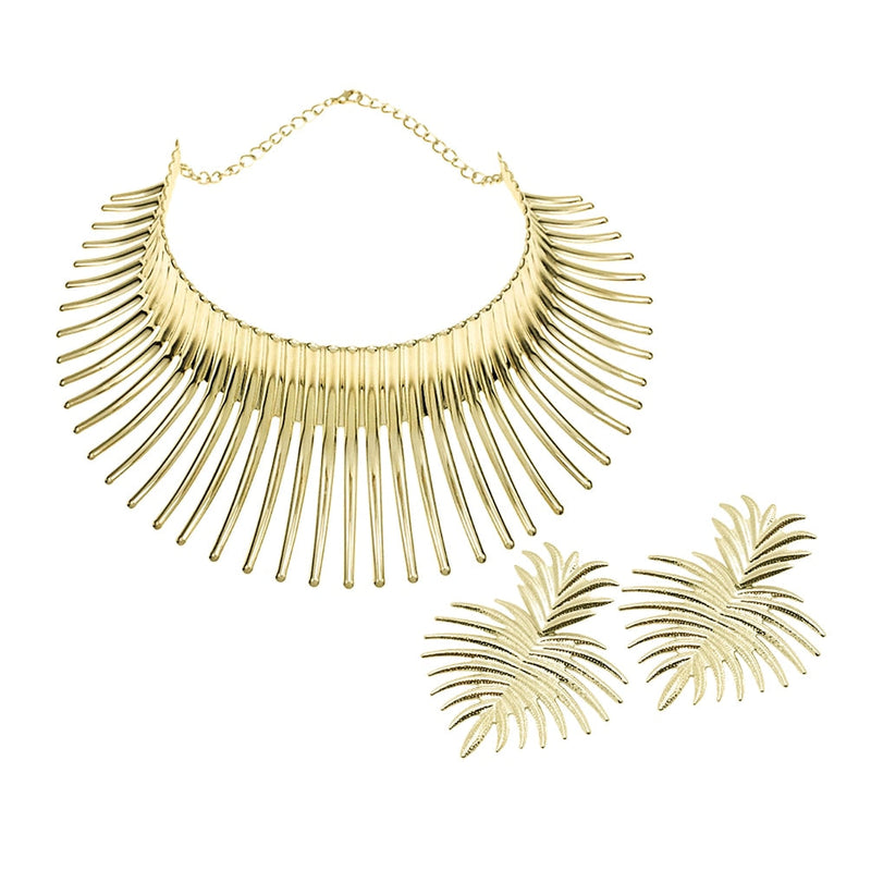 OHS jewelery 4620 MI1978Gold Africa Necklaces Jewellery Set  Exaggerated Torque Choker Earrings Set