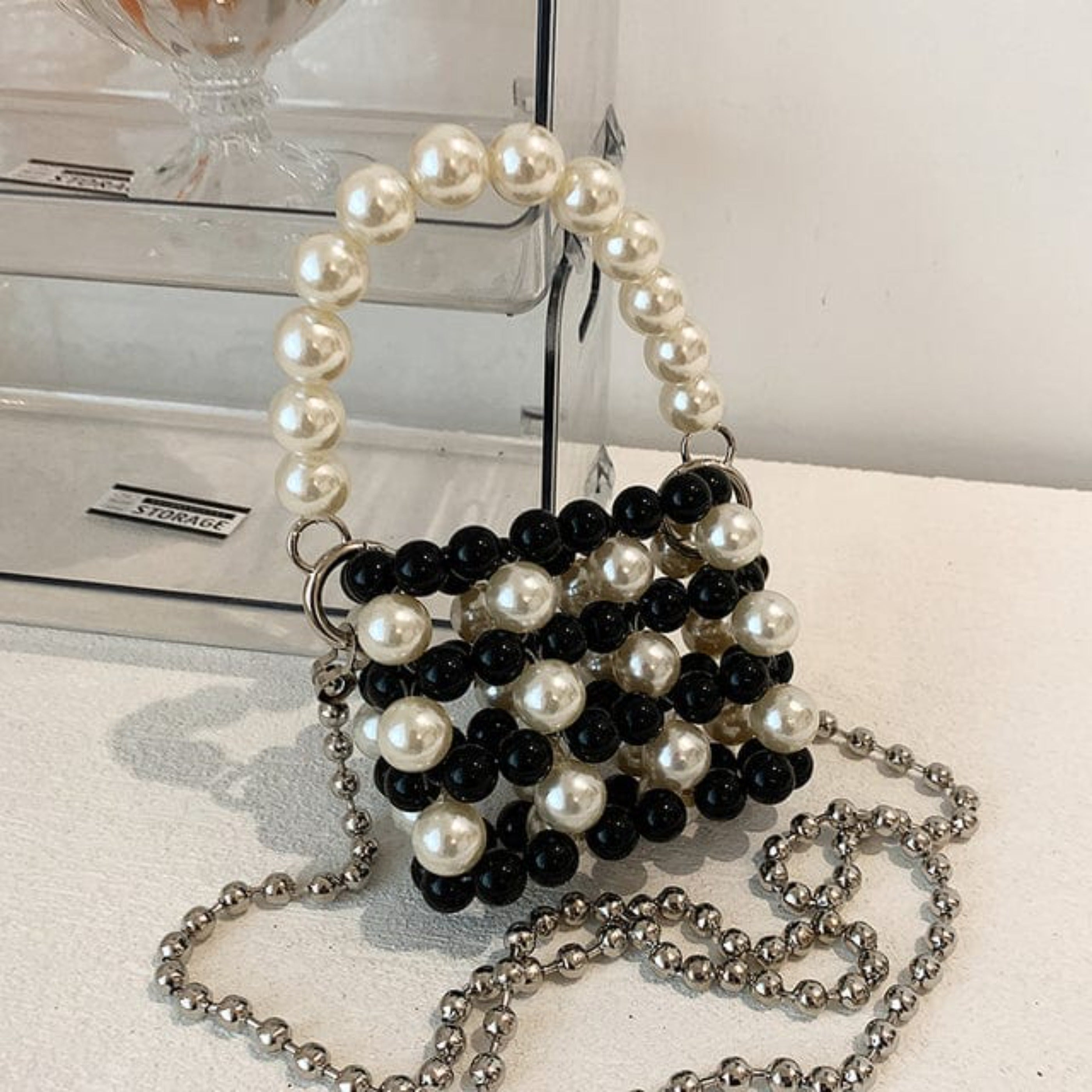 Big Pearl Unique Handmade Pearl Bead Chain Bag