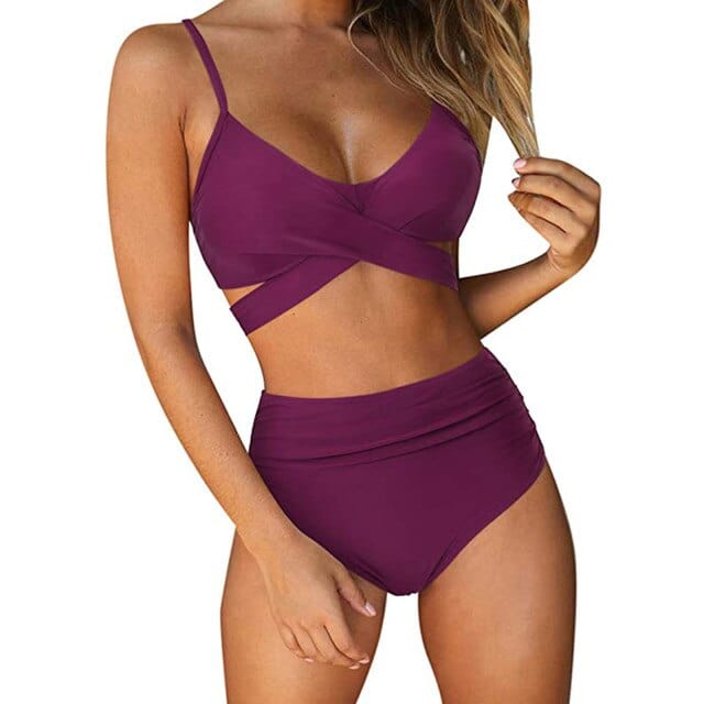 2021 Fashion Lady Sexy Women Bikini Print Bandage Two-piece Swimsuit - OhSaucy