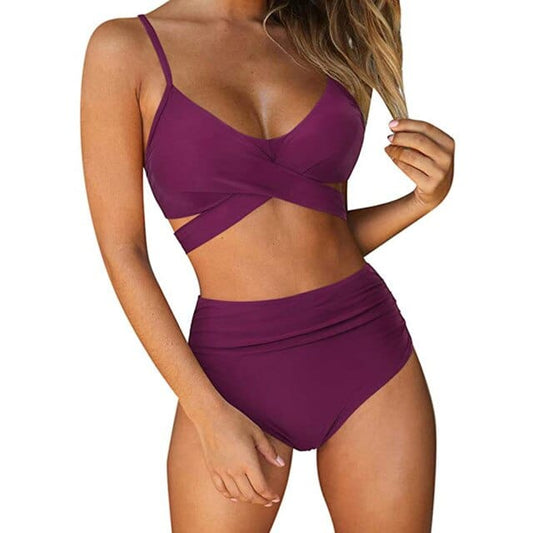 2021 Fashion Lady Sexy Women Bikini Print Bandage Two-piece Swimsuit - OhSaucy