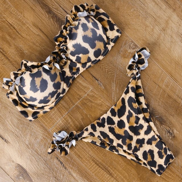 Animal Print Leopard Bikini Push Up Swimsuit Sexy Women Bikini Set 2021 Brazilian Thong - OhSaucy