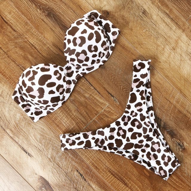 Animal Print Leopard Bikini Push Up Swimsuit Sexy Women Bikini Set 2021 Brazilian Thong - OhSaucy